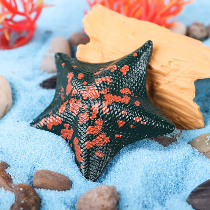 Oenux Ocean Animals Model Jellyfish Starfish Sea Anemone Coral Action Figures Aquarium PVC Miniature Educational Kids Toy Gift