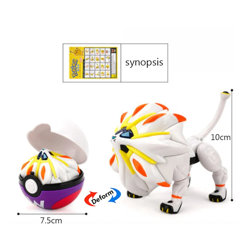 High Quality Pokemon Ball Deformation Toy Pikachu Mewtwo Gyarados Pocket Monster Pokeball Pokemon Action Figure Children Toy Gif