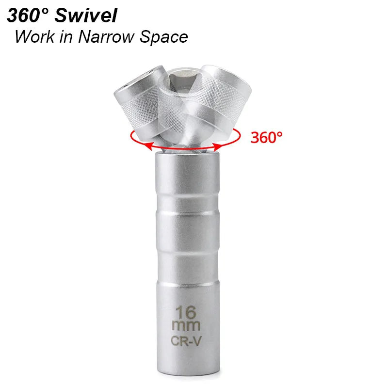 Spark Plug Socket Wrench Adapter 14mm 16mm Install Replace Repair Kit Swivel Torque Magnetic Remove Removal Gap Tool Car AUTO