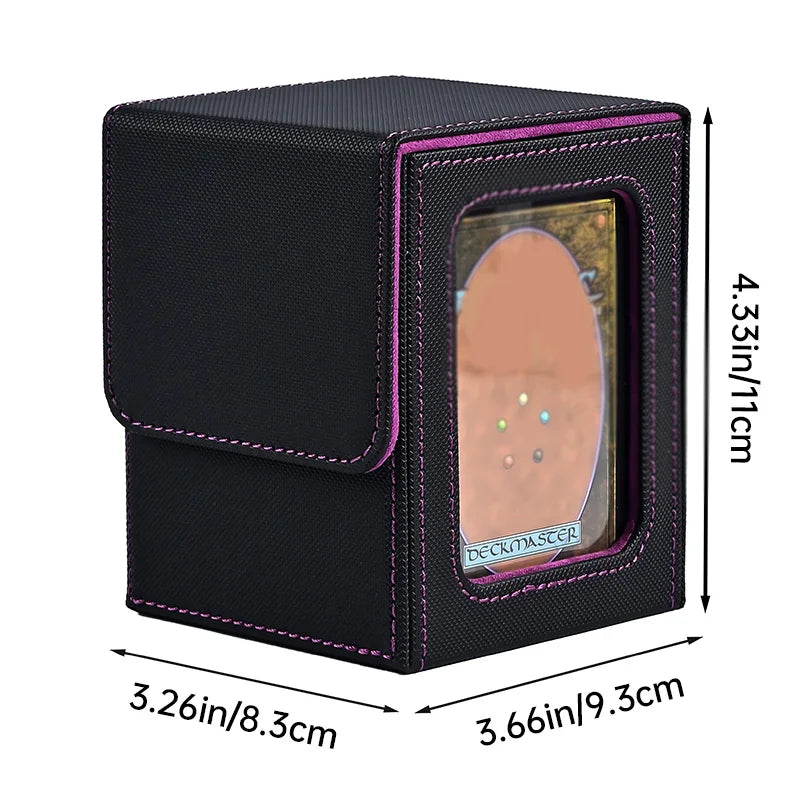 Card deck box with display window, Hold 120 + Single sleeved cards,Magnetic closure, Suitable for CCG Cards, Magic Game Cards