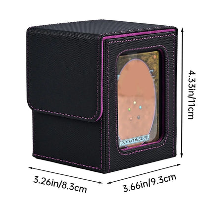 Card deck box with display window, Hold 120 + Single sleeved cards,Magnetic closure, Suitable for CCG Cards, Magic Game Cards