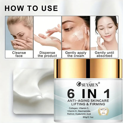 SUYARUN 6-in-1 Anti-Aging Cream - Reduces Wrinkles, Firms, Hydrates, Brightens Skin, For All Skin Types, Free Shipping.