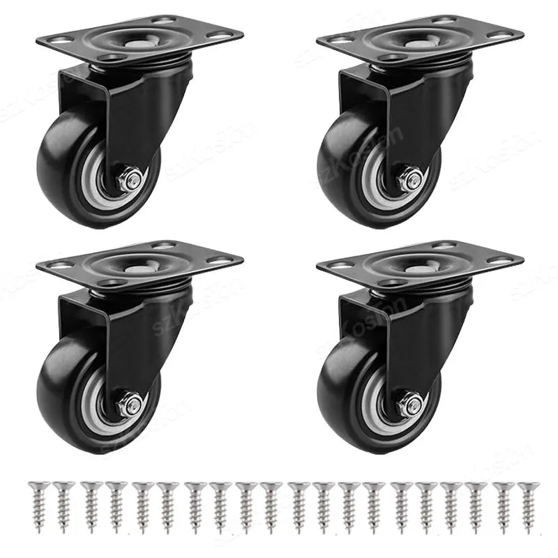 4pcs/lot Furniture Casters Wheels PP Fixed Swivel Caster Roller Wheel For Heavy Duty Platform Trolley Chair Household Accessory