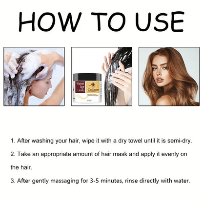 100g Collagen Moisturizing Hair Mask - Hyaluronic Acid and Keratin Repair Dry and Damaged Hair