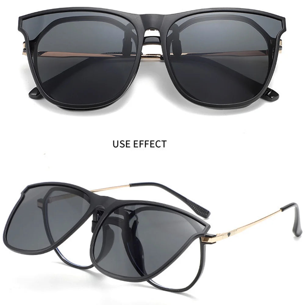 Polarized Clip On Sunglasses Men Car Driver Goggles UV400 Sun Glasses Anti Glare Vintage Square Glasses