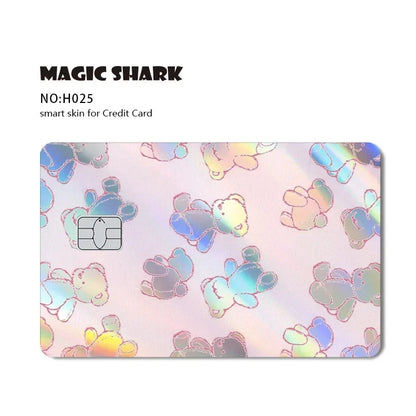 Magic Shark Skull Panda Hunter Broke Blue Eyes Dragon Laser Holographic Sticker Cover Film Skin for Credit Bank Debit Card