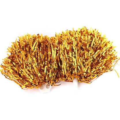 Cheerleading Pom Poms with Handle Cheer Balls Gold Yellow Pink Red Green Blue for Hand Dance Women Girl Kids Pompoms Accessories
