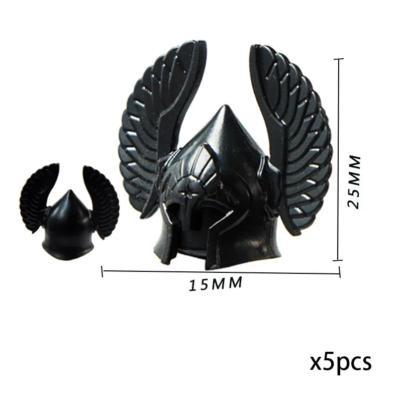 Viking Pirate Age Bullhorn Hat Medieval Knight Roman Warrior Soldier Helmet Action Figures Building Blocks Toys For Children