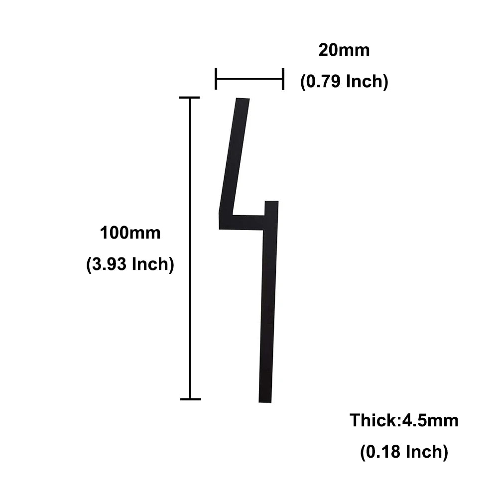 4 Inch 100mm Self Adhesive Big Modern Door Number for Exterior House Apartment Plaque Mailbox Address Digits Sticker Sign Black