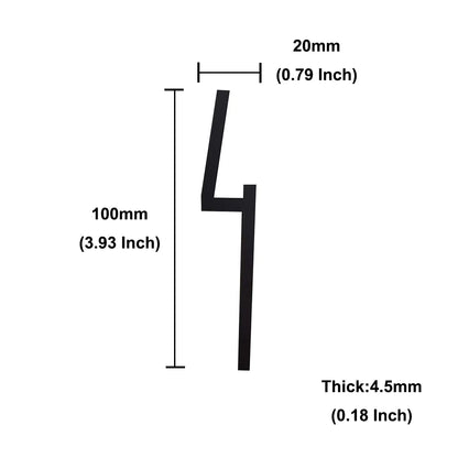 4 Inch 100mm Self Adhesive Big Modern Door Number for Exterior House Apartment Plaque Mailbox Address Digits Sticker Sign Black