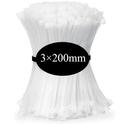 100 PCS Self-locking Plastic Nylon Tie Black Fastening Strap Cable-Tie-Set Cable Zip Tie Fastening Ring Zip Wraps Strap Tie