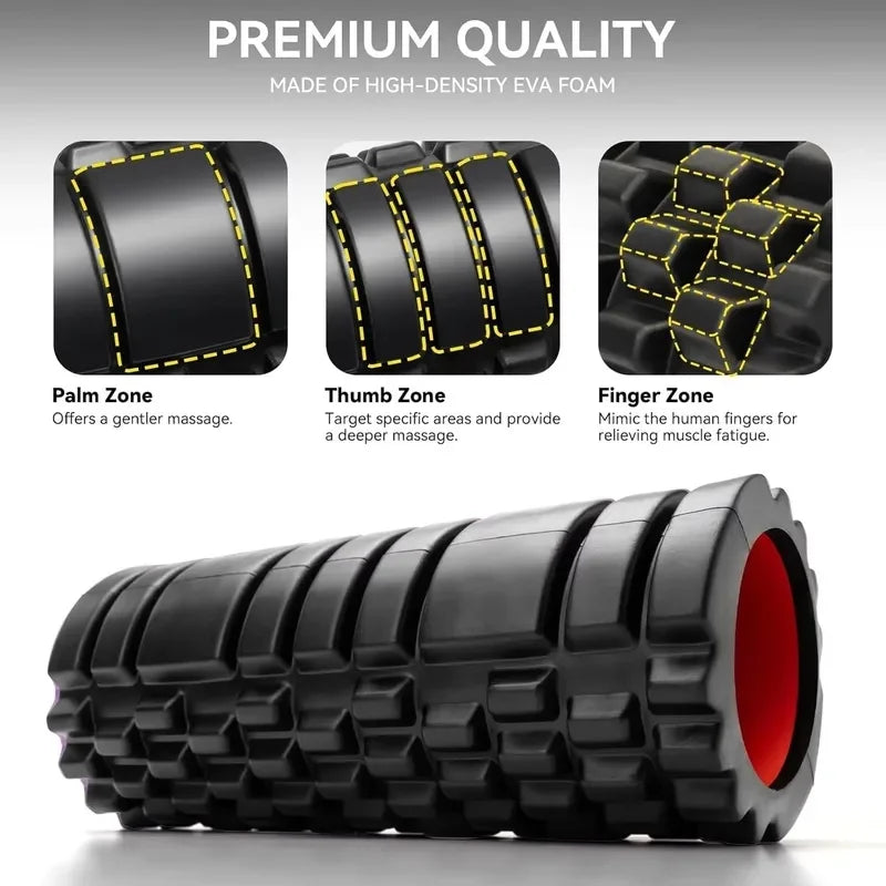 EVA Foam Yoga Roller Column, Deep Tissue Muscle Massage Stick for Back Waist Leg Fitness Pain Relief Training Tool