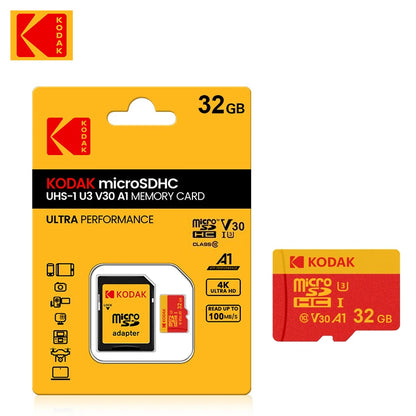 KODAK Micro SD Card U3 V30 128GB 256GB 64GB 4K High Speed TF Card for Phone Camera Drone