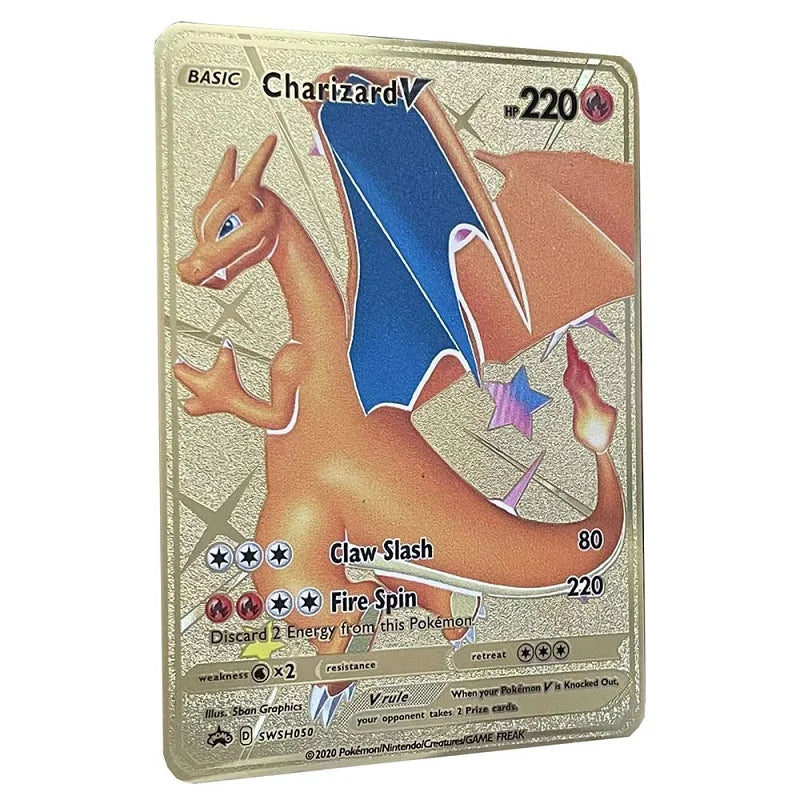 Cartão de metal pokémon 10000 pontos arceus charizard raichu super cartão dourado inglês mewtwo vmax gx ex presente de natal
