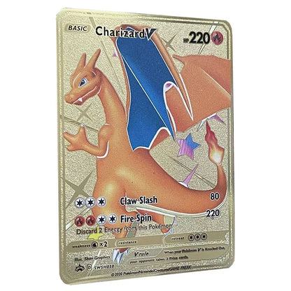 Cartão de metal pokémon 10000 pontos arceus charizard raichu super cartão dourado inglês mewtwo vmax gx ex presente de natal