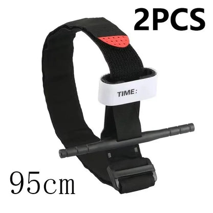 2PCS Tactical Medical Tourniquet for Outdoor Exploration Combat Application Red Tip Medical Emergency Belt Aid