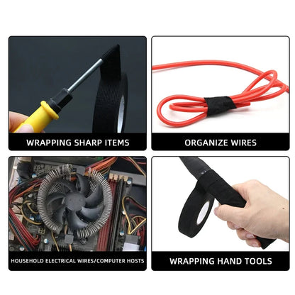 1 Roll 25M Car Wiring Harness Tape - Black Cloth Fabric Adhesive Tape for Auto Cable Looms Insulation Wrapping