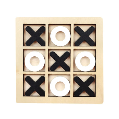 Montessori Chess Play Jigsaw Toy Game Wooden XO Tic Tac Toe Game Interaction Puzzles Training Brain Learning Early Education Toy