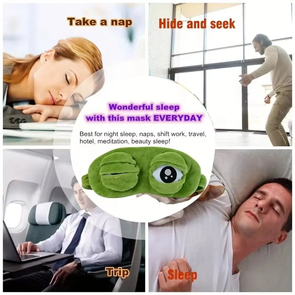 3D Frog Sleep Mask Natural Sleeping Eyeshade Women Men Creative Cartoon Soft Portable Blindfold Travel Office Eyepatch