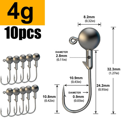 WODJYJ 1g 2g 3g 4g 5g 7g 8g 10g 14g 20g 28g jig head hook for fishing tackle ,rig soft worm hook crank lure bait hook