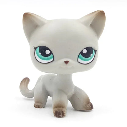 CAT rare pet lps bobble head toys short hair cat standing grey #5 #391 black #336 old original anime figure toys