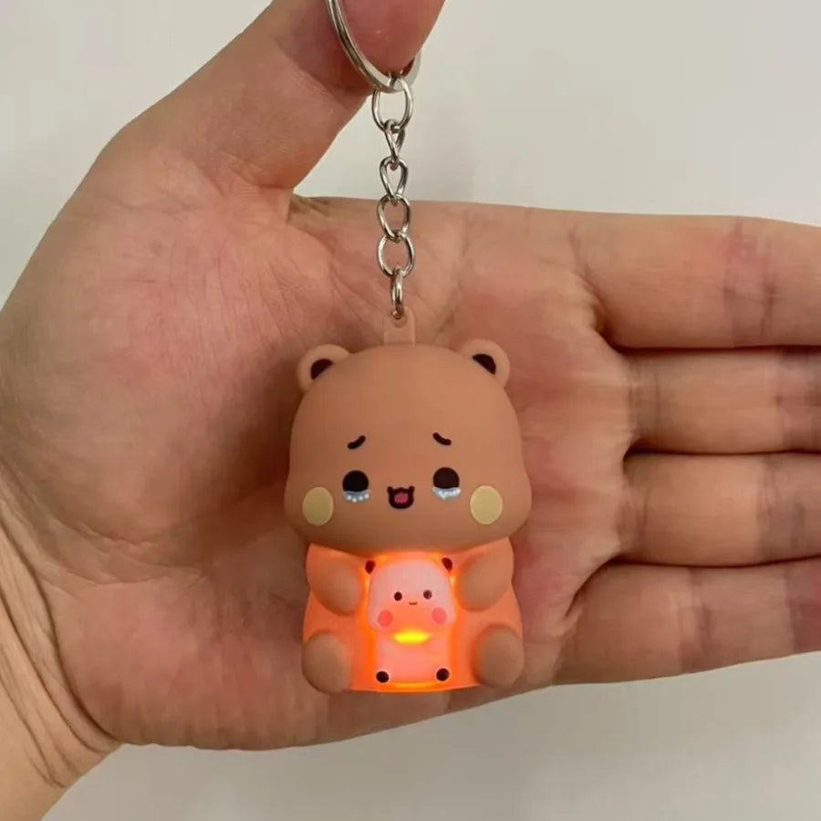 Bubu Dudu Say I Love You Voice Toys Keychain Yier Panda Bear Glowing Anime Figures Phone Ornament Bag Decoration Couple Gifts