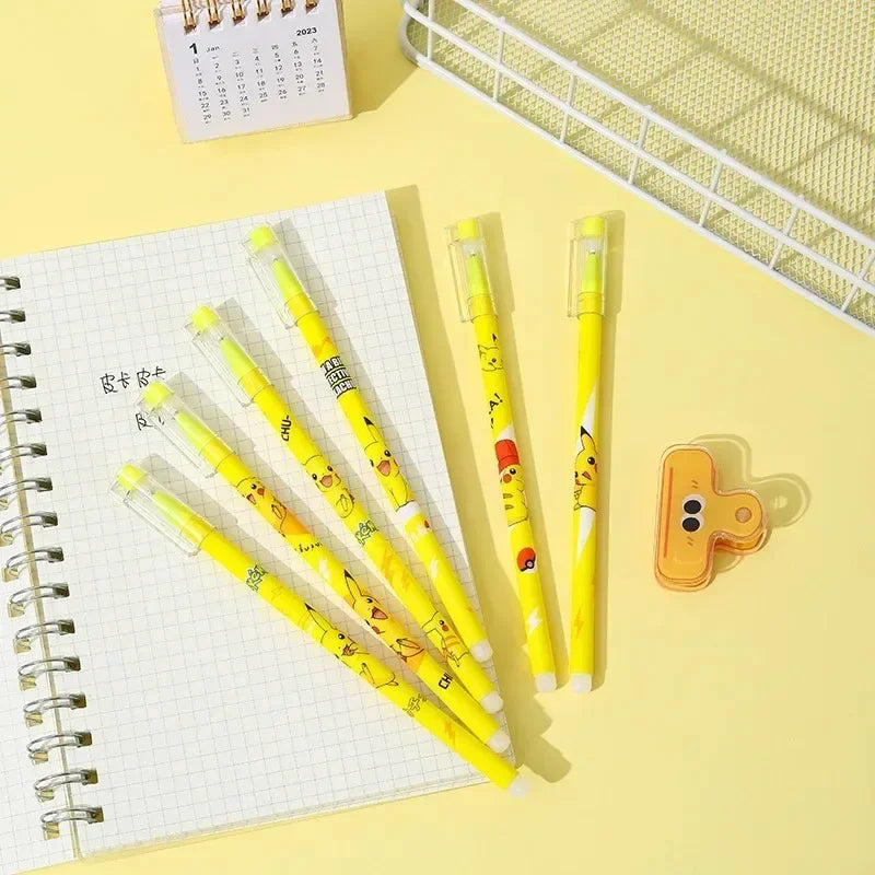 12Pcs Pokemon Pikachu Erasable Gel Pen Set, 0.5mm Cute Anime School Office Supplies for Kids Students Birthday Gifts