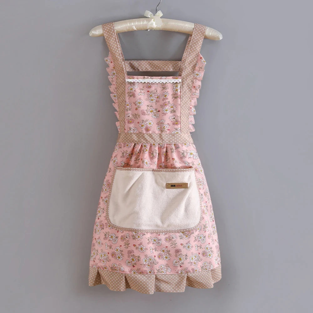 1 Piece For Women's Floral Home Apron With Pocket, Adjustable Apron For Kitchen, Cooking, Baking, Grilling, Chef's Apron