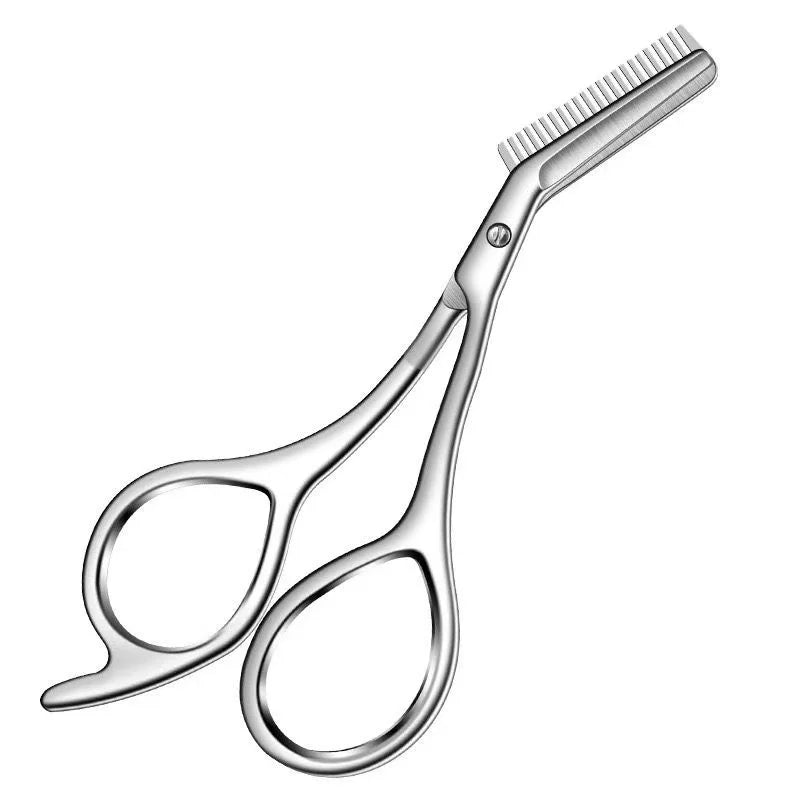 Professional Stainless Steel Eyebrow Scissors with Comb Teeth and Tweezers-Style Tip Heavy-Duty Sharp Blades Serrated Edge