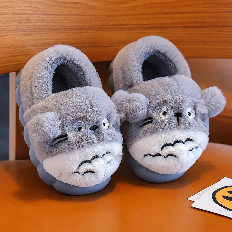 Kawaii Pikachu Figure Cotton Slippers Cover Heel Anime Peripheral Cute Cartoon Flat Autumn/Winter Plush Slippers Christmas Gifts