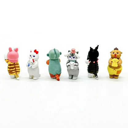 Mofusand Cats Wearing Sanrio Characters Clothes Holding Dolls Cute Figure Blind Box My Melody Kuromi Cinnomoroll Hello Kitty