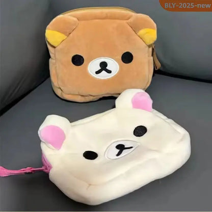 Rilakkuma Cute Makeup Organizer Storage Bag Cartoon Bear Plush Kawaii Cosmetic Cosmetic Bags Vanity Beauty Case Cute Pencil Case