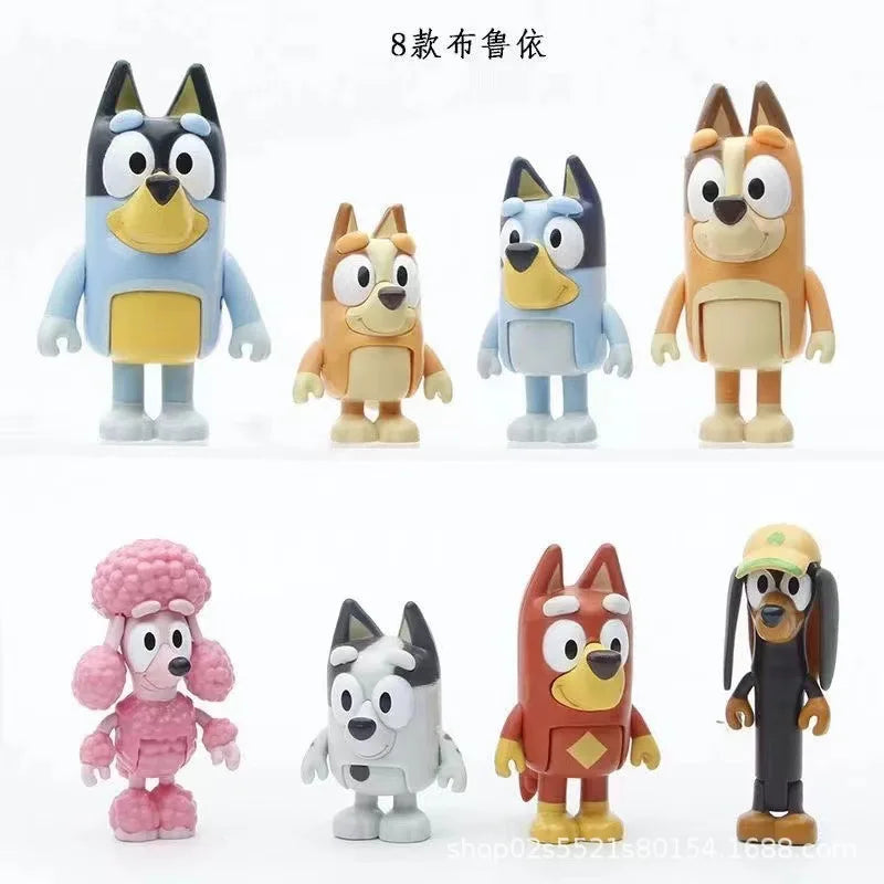 Bluey Family And Friends Action Figures 8 Pack Poseable Collectible Toys Pretend Play Dolls Birthday Gift For Children