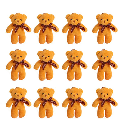 6/12pcs Mini Bear Plush Keychain Colorful Bear Stuffed Toy School Bag Pendant Teddy Doll Graduation Party Supplies Wedding Gift