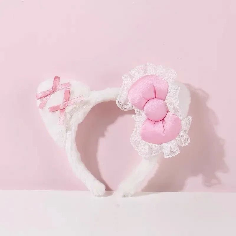 Sanrio Washing Face Headband Hello Kitty Kuromi Melody Plush Hair Accessories Cartoon Hair Hoop Lolita Style Sweet Headdress