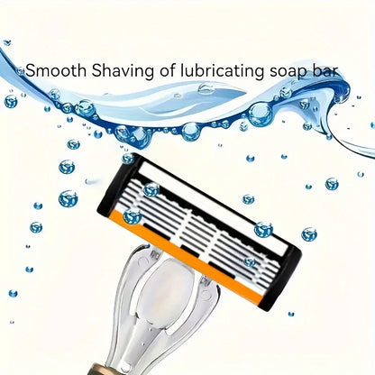 6 Blade Manual Razor for Men, Portable Travel Shaver for Face Beard & Body Hair Removal, Disposable Razors with Non-slip Grip