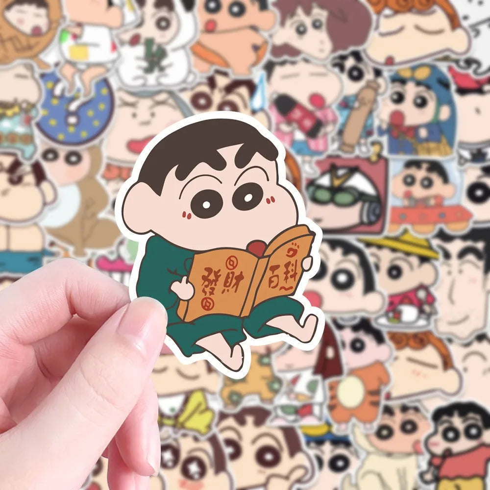 100PCS Cartoon Anime Crayon Shin Chan Stickers Kawaii Decals Kids Toys for Car Laptop Phone Stationery Decor Waterproof Sticker