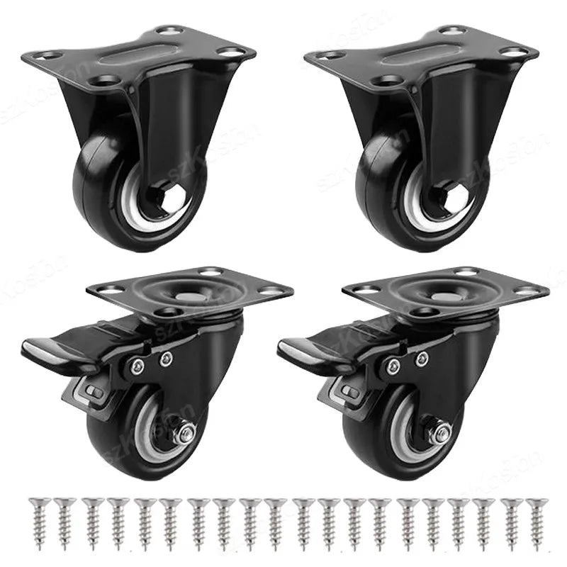 4pcs/lot Furniture Casters Wheels PP Fixed Swivel Caster Roller Wheel For Heavy Duty Platform Trolley Chair Household Accessory