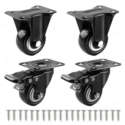 4pcs/lot Furniture Casters Wheels PP Fixed Swivel Caster Roller Wheel For Heavy Duty Platform Trolley Chair Household Accessory