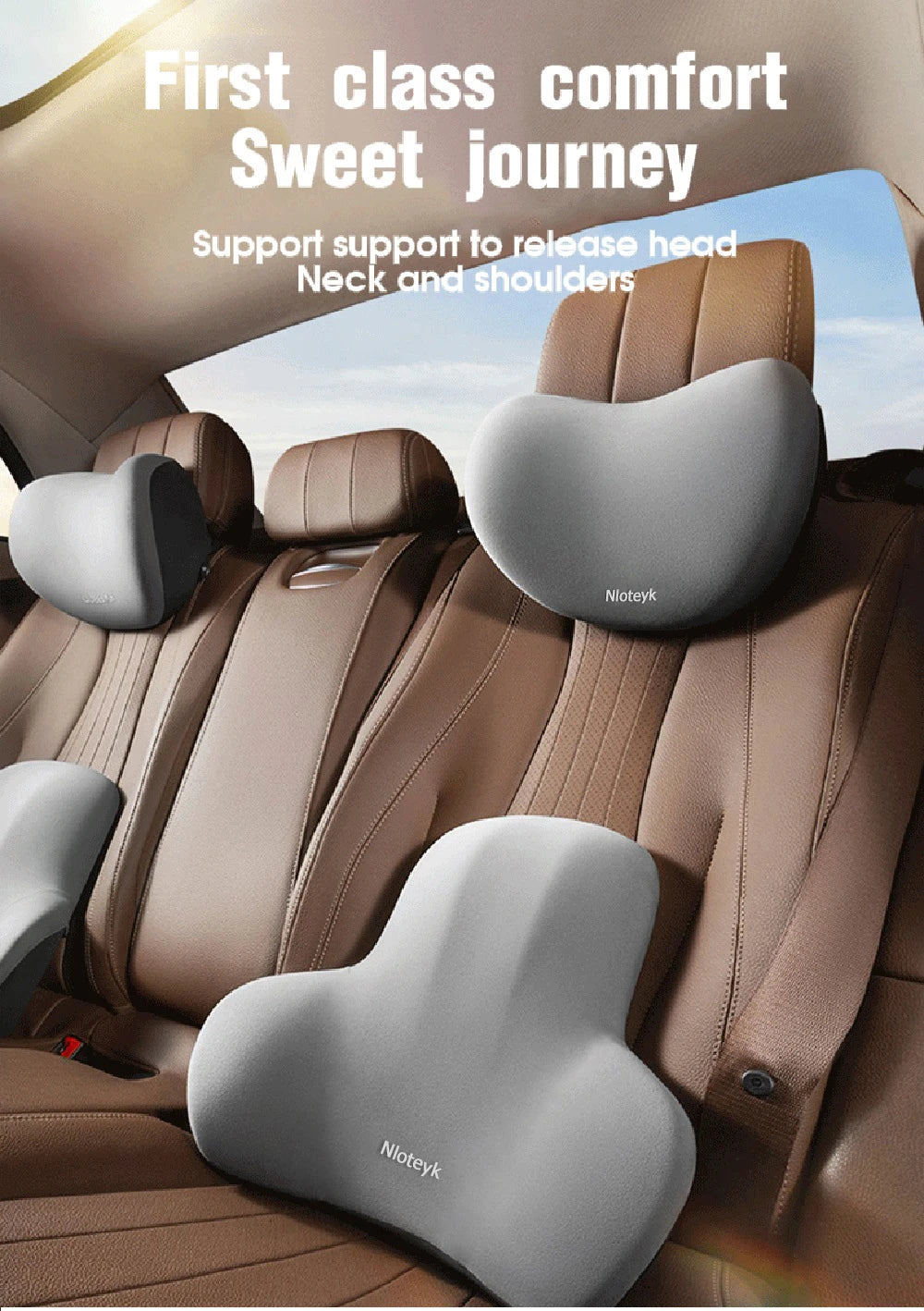 Car Neck Pillow Memory Foam Protective Lumbar Back Support Breathable Car Headrest Cushion Relieve Stress Car Seat Pillow
