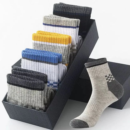 10/5/3pairs Breathable Con Sports Stockings Men Bamboo Fiber Autumn and Winter Men Socks Sweat Absorption Deodorant Business Sox