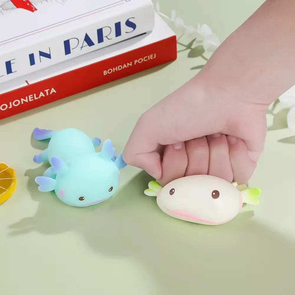 Axolotl Squeeze Ball Cute Fish Relax Cartoon Antistress Squishy Stress Relief Slow Rising For Adult Kids Stretch Toys