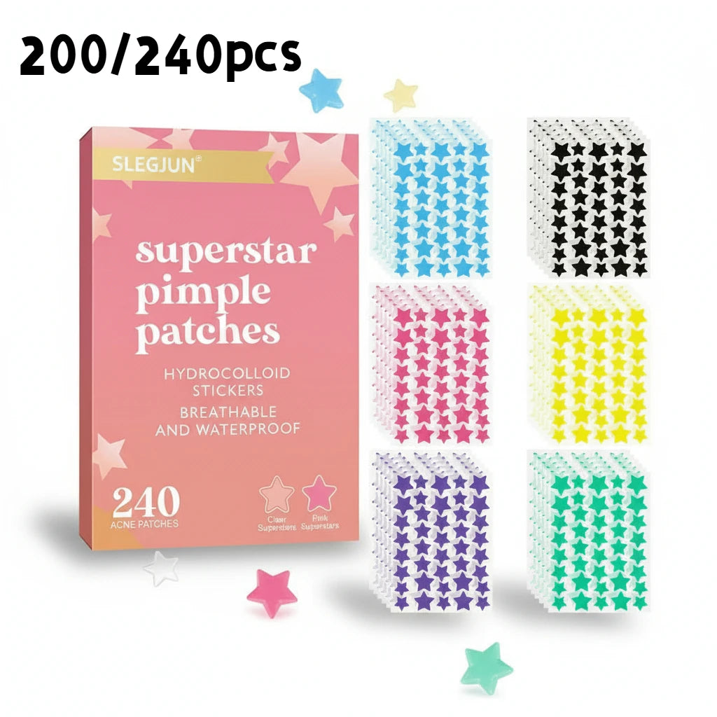 200pcs Colorful Star Pimple Patches Multi-functional Acne Patches Ultra-Thin Face Concealer Cover Facial Decor Gentle Skincare