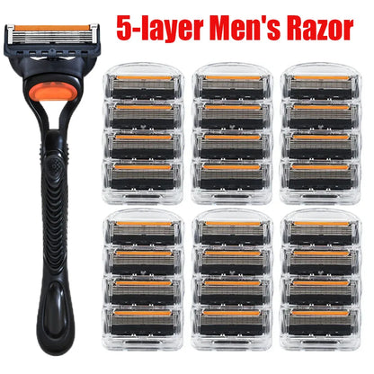 4/12/24 Pcs 5-layer Men's Razor Fusion Pro Power Shaving Shaver Male Face Beard Hair Trimmer 5 Layer Blades Replacement Refills