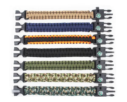 Five In One Compass Bracelet With Flint Seven Core Paracord Bracelet Inginiter Outdoor Survival Hiking Camping Tools