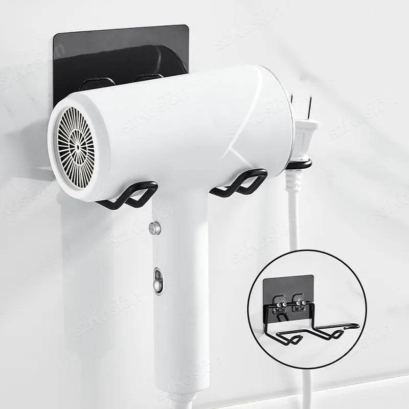 Hair Dryer Bracket Wall Mounted Hair Dryer Bracket Washroom Accessories Self-adhesive Home Storage Rack Bathroom Accessories