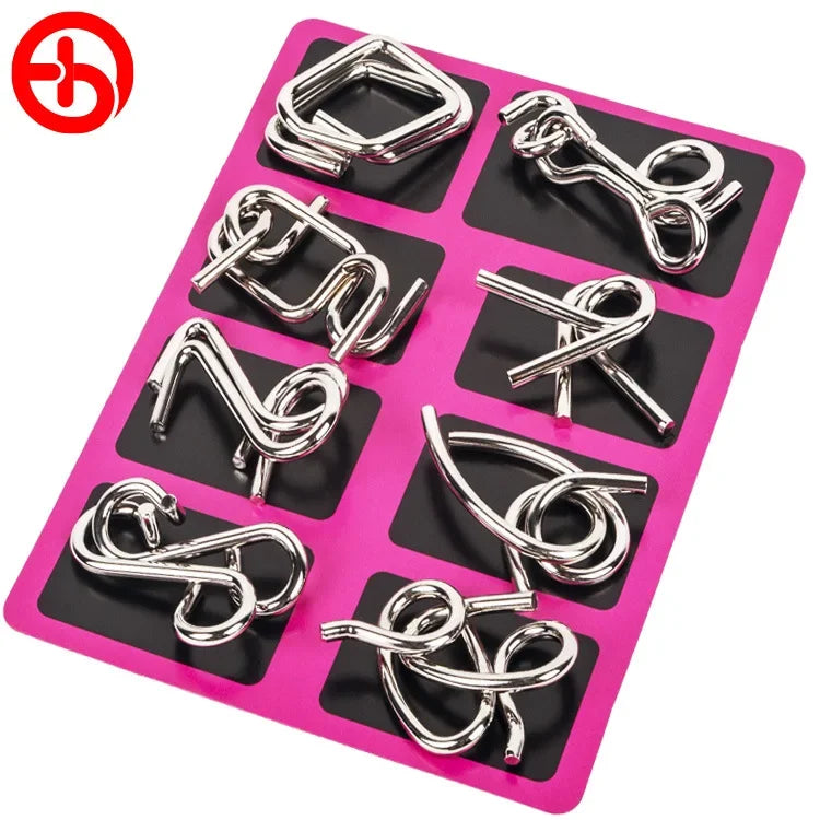 8Pcs/Set Metal Montessori Puzzle Wire Mind Brain Teaser Puzzles Children Adults Interactive Game Reliever Educational Toys