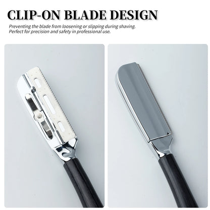 New Professional Baber Beard Straight Edge Shaving Razor Men Hair Removal Tools, Wooden Handle, Anti-Slip Grip for Home Shaving