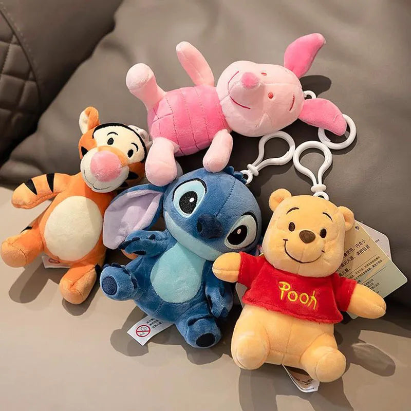 Genuine Disney Stitch Lotso Plush Toys Keychain Pendant Accessories Cute Cartoon Stuffed Doll Key Ring Toys Key Chain Gift