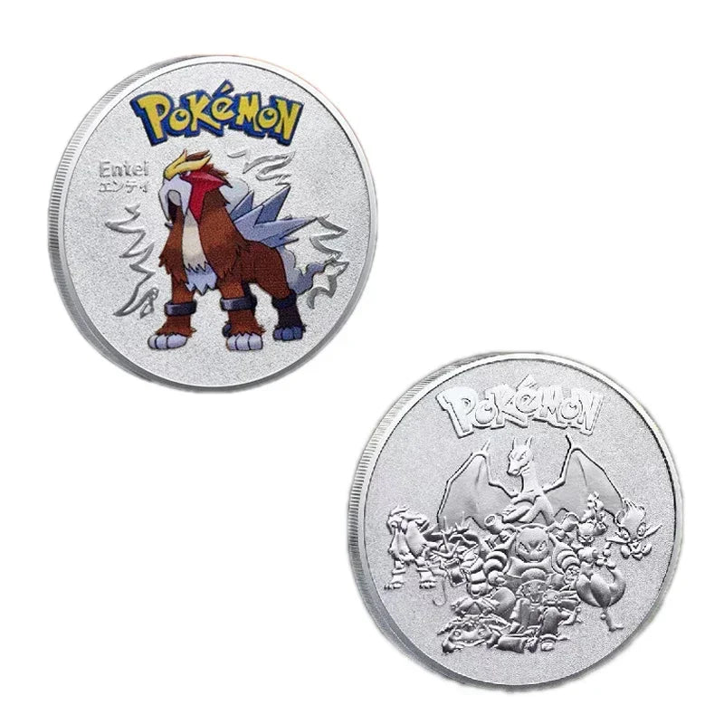 Anime Gold Plated Gold Coin Game Commemorative Coin Pikachu Mewtwo Charizard Gold Coin Game Collection childrens gift